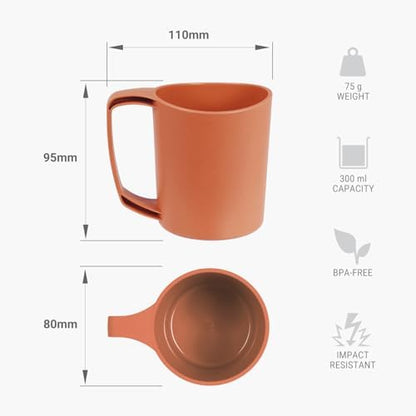 Lifeventure Ellipse Reusable 4-Piece Tableware Set: Knife/Fork/Spoon, Plate, Bowl, Mug For Camping, Travel & Outdoor - Rust Orange