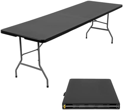 BestOffice | 8FT Folding Table | Black | Portable Plastic Table