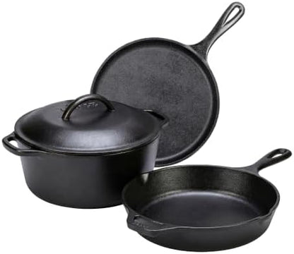 Lodge Cast Iron 4-Piece Set, PFAS-Free Pre-Seasoned Kitchen Set