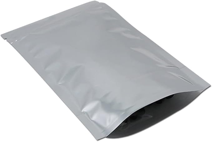 FERENLI 100 Pieces Zipper Lock Stand Up Clear Front Resealable Aluminum Mylar Foil Plastic for Zip Packaging Bag Heat Sealable Lock with Tear Notch Long Term Food Storage 5.5x7.9 inch