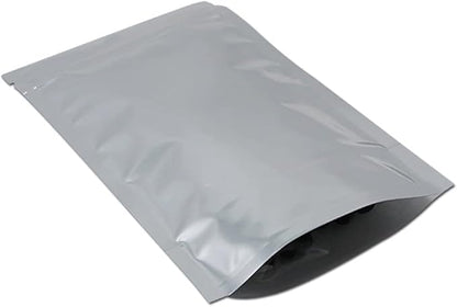 FERENLI 100 Pieces Zipper Lock Stand Up Clear Front Resealable Aluminum Mylar Foil Plastic for Zip Packaging Bag Heat Sealable Lock with Tear Notch Long Term Food Storage 5.5x7.9 inch