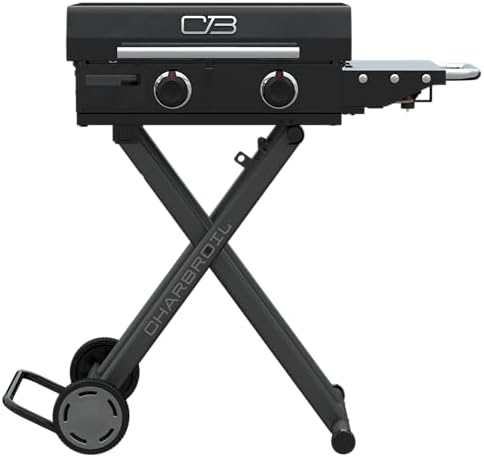 Charbroil 22" Performance Series Folding Cart 2-Burner Portable Propane Gas Griddle, Black - 463711223