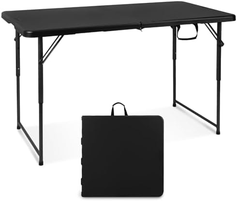 Folding Table 4 Foot,Portable Heavy Duty Plastic Utility Table,Black