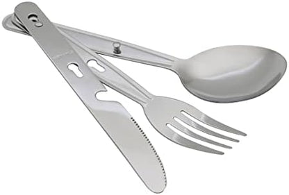 4-in-1 Camping Utensils Hiking Cutlery Set with Carrying Bag - 3 Pack