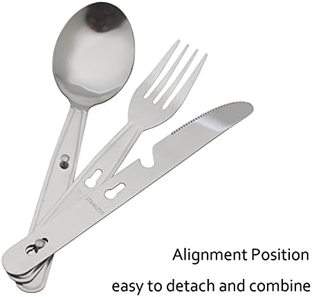4-in-1 Camping Utensils Hiking Cutlery Set with Carrying Bag - 3 Pack