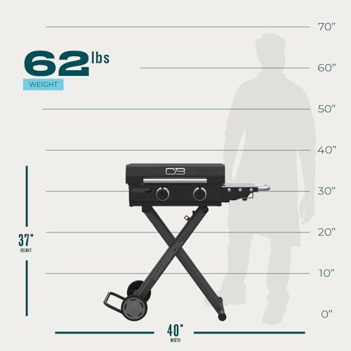 Charbroil 22" Performance Series Folding Cart 2-Burner Portable Propane Gas Griddle, Black - 463711223