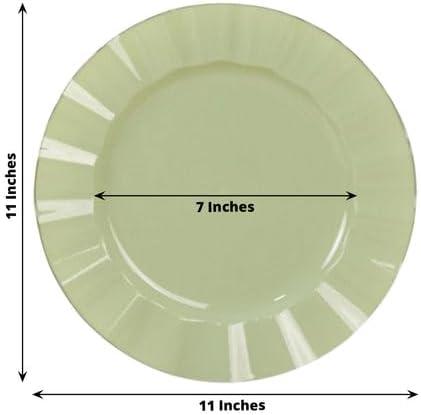 Efavormart 10 Pack | Sage Green 11" Round Plastic Dinner Plates, Disposable