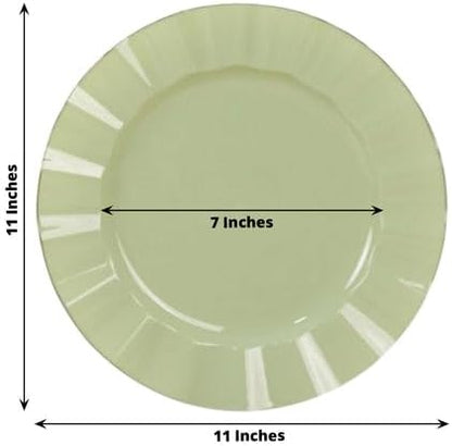 Efavormart 10 Pack | Sage Green 11" Round Plastic Dinner Plates, Disposable