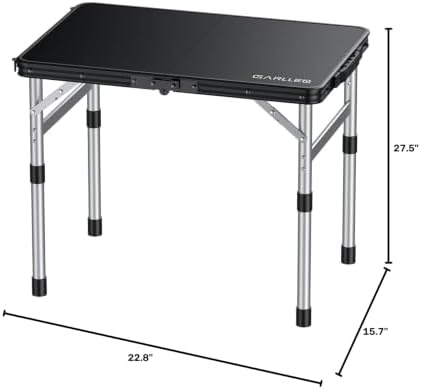 GARLLEN Waterproof Folding Camping Table 22.8" Lx15.7 W, 3-Height Max 27.5"