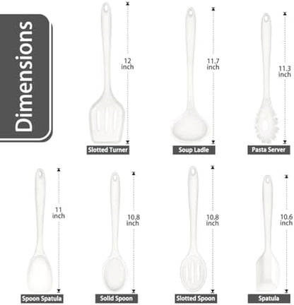 P&P CHEF White Kitchen Utensils, Silicone Cooking Utensil Set of 7