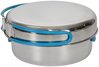Stansport Stainless Steel Camping Cookware Set – Durable Nesting Mess Kit for Backpacking, Hiking & Outdoor Cooking – Compact Portable Pot & Pan with Carry Bag – Multiple Sizes for Family to Solo Use