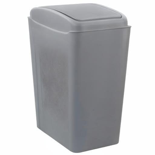 4.2 Gallon Plastic Swing Top Trash Can with Lid, Covered Swing Top Waste Basket, Gray
