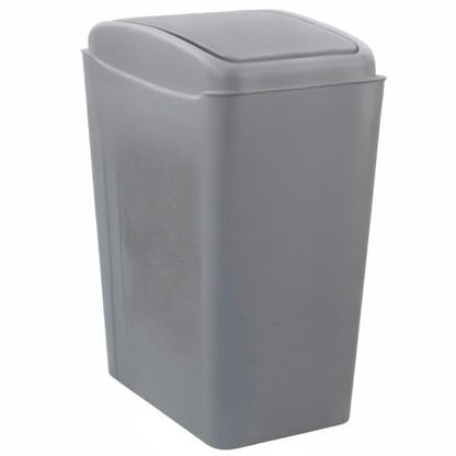 4.2 Gallon Plastic Swing Top Trash Can with Lid, Covered Swing Top Waste Basket, Gray