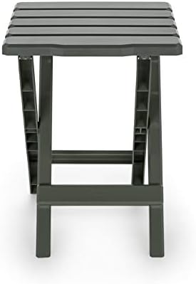 Camco Adirondack Portable Outdoor Camping Small Weatherproof Rustproof Durable Plastic Folding Side Table for Indoor and Outdoor Use, Sage