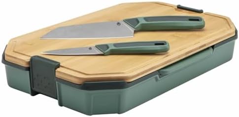 Gerber Gear ComplEAT Cutting Board Set - Cutting Board Kit with Polypropylene & Bamboo Cutting Boards - Features Paring Knife & Chef's Knife in Nesting Design