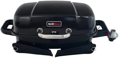 Grill Boss 1 Burner Portable Gas Grill, 10,000 BTU Propane Tabletop BBQ with Porcelain Coated Grate for Camping, Patio, and Outdoor Cooking, Black