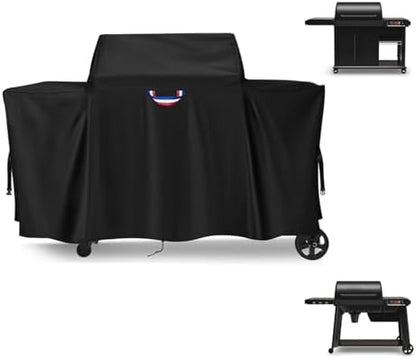 Grill Cover for Traeger Woodridge Pro/Elite Grills, Outdoor Waterproof BBQ Smoker Cover with Top Handles & Adjustable Straps, Pellet Grill Heavy Duty Accessory- 69x28x47 in, Black