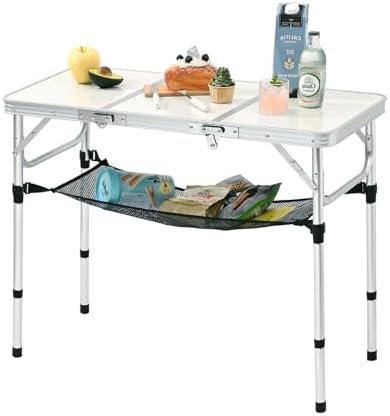 YihuiKo Folding Table with Storage Net, Lightweight Portable Picnic Table