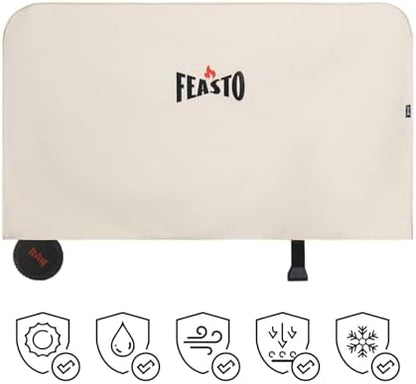 Feasto 3-Shelf Pizza Oven Table with Cover, 33.5" x 21.7", Black