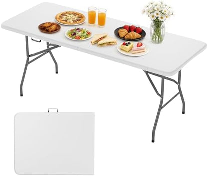 BestOffice | 6FT Folding Table | White | Portable Plastic Table