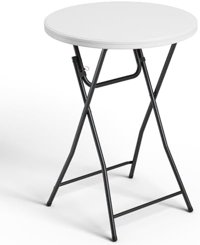 Folding Table, 32 Inch Foldable Cocktail Bar, High Top Round Folding Tables No Assembly, Portable Bistro & Commercial Furniture for Wedding, Banquet, Party, Indoor Outdoor Use