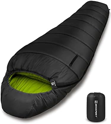 Bessport Mummy Sleeping Bag | 15-45 ℉ Extreme 3-4 Season Sleeping Bag for Adults Cold Weather– Warm and Washable, for Hiking Traveling & Outdoor Activities