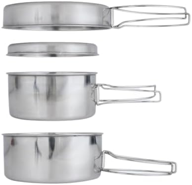 BeGrit Stainless Steel Camping Cookware Pot and Pan Set for Backpacking