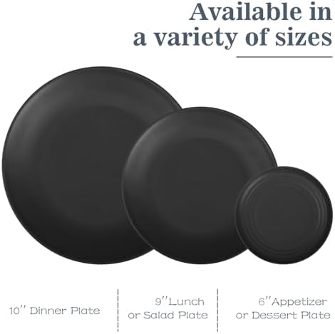 40 PCS Plate and Bowl Set, Wheat Straw Dinnerware Sets for 8(Black)