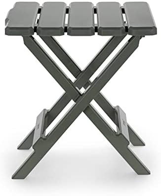 Camco Adirondack Portable Outdoor Camping Small Weatherproof Rustproof Durable Plastic Folding Side Table for Indoor and Outdoor Use, Sage