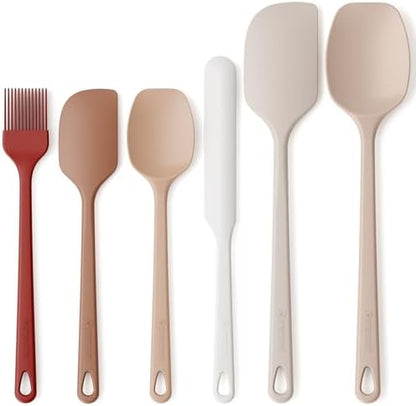 Astercook 6-Piece Silicone Spatula Set, 560°F Heat Resistant Rubber Spatulas with Stainless Steel Core, Nonstick Safe & Dishwasher Safe Baking Spatula Set for Cooking & Mixing, Macaron Pastel Colors
