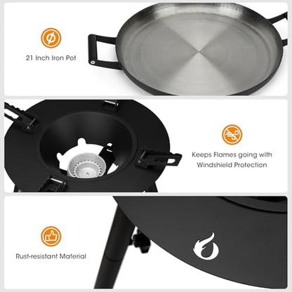 ONLYFIRE GRILLS Propane Paella Burner Stand Set with 21" Paella Pan, GS300