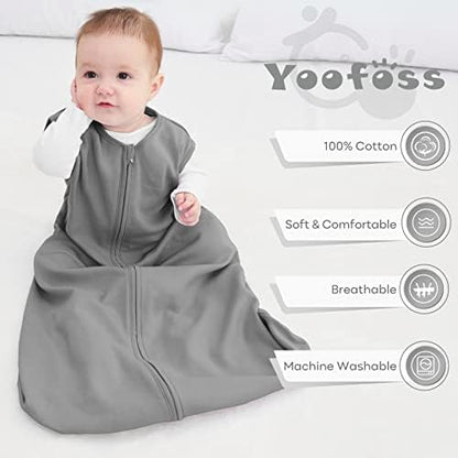 Yoofoss Baby Sleep Sack 6-12 Month 0.5TOG 100% Organic Cotton 2-Way Zipper