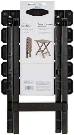 Camco Adirondack Quick-Folding Plastic Outdoor Side Table, Mocha, 51882