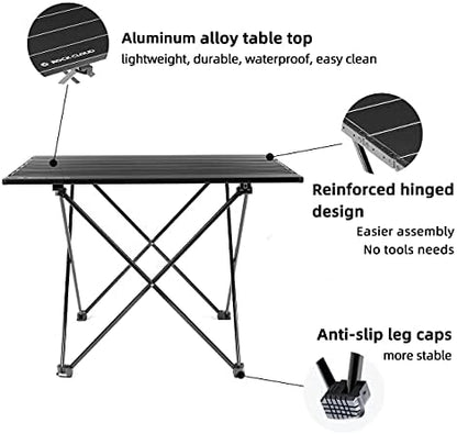 ROCK CLOUD Portable Camping Table Ultralight Aluminum Camp Table Folding Beach Table for Camping Hiking Backpacking Outdoor Picnic, Size M