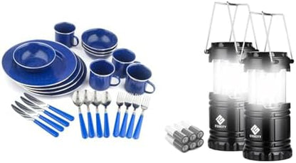 Stansport 24-Piece Tableware Set and 2-Pack Etekcity Camping Lanterns