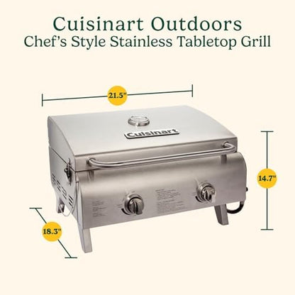 Cuisinart Outdoor Gas Grill, 20,000 BTU, Portable, 2-Burner