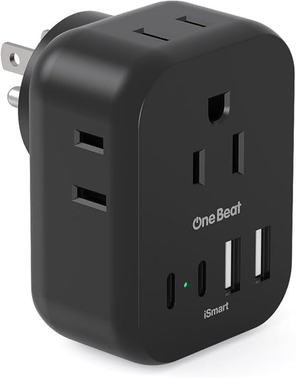 Travel Cruise Ship Essentials, Travel Plug Adapter with 4 Outlets 4 USB (4 USB-C), Cruise Approved Power Strip Non Surge Protector, Multi Plug Wall Outlet Extender, Travel Cruise Must Have Accessories