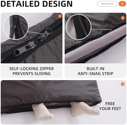 Double Sleeping Bags Queen Size for Adults Camping with 2 Pillows