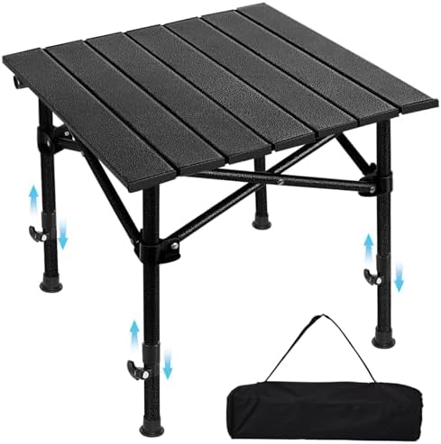 SHANQUAN Camping Table Roll up Table, Fold up Lightweight Compact 2-4 Person Portable Adjustable Height Roll up Aluminum Table with Carry Bag for Outdoor, Camping, Picnic, Backyards, BBQ