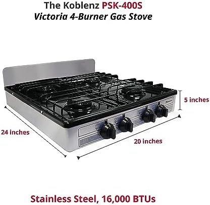 Koblenz PSK-400S 4 Portable Porcelain Cover and Four 16, Silver, Stainless