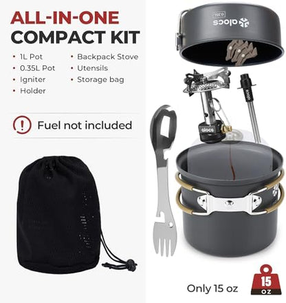 ALOCS 9-Piece Camping Cookware Set with Non-Stick Pots & 3200W Stove