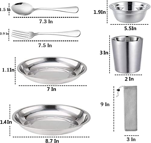 Stainless Steel Bowl Set Kit Polished Stainless Steel Dishes Set