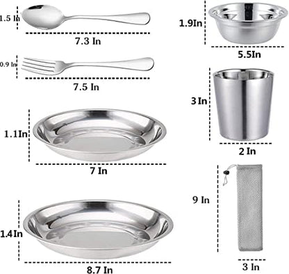 Stainless Steel Bowl Set Kit Polished Stainless Steel Dishes Set