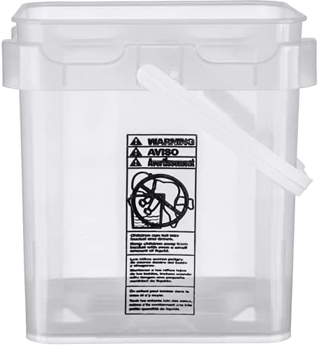 House Naturals 4 Gallon Food Grade Plastic Square clear bucket pail with lid container (Pack of 3) Made in USA- BPA Free
