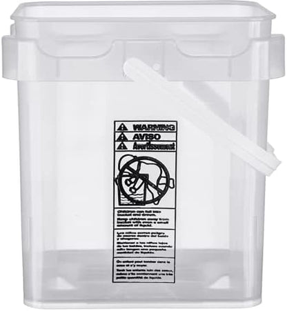 House Naturals 4 Gallon Food Grade Plastic Square clear bucket pail with lid container (Pack of 3) Made in USA- BPA Free
