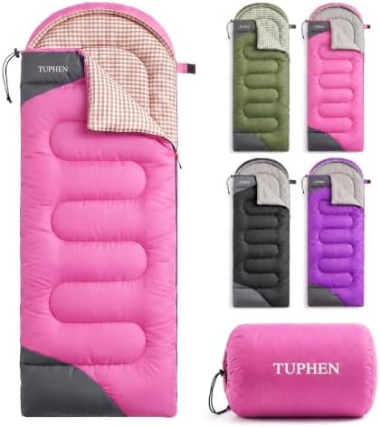 tuphen- Sleeping Bags for Adults Kids Boys Girls Backpacking Hiking Camping Microfiber Liner, Cold Warm Weather 4 Seasons Indoor Outdoor Use, Lightweight & Waterproof