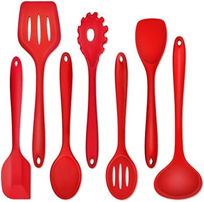 P&P CHEF Red Kitchen Utensils, Silicone Cooking Utensil Set of 7