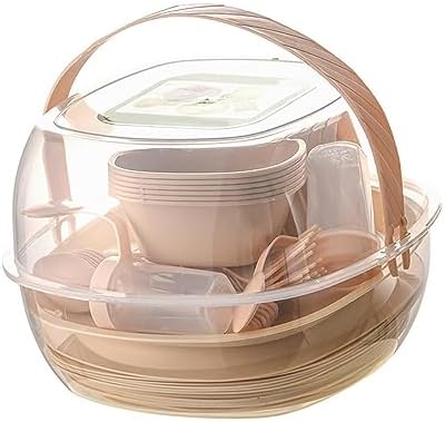 kowaku 48 Pieces Outdoor Dinnerware Set Plates Bowls Forks Spoons Cups Wear Resistant Portable Storage Box Easy to Clean Suitable for Picnic Camping