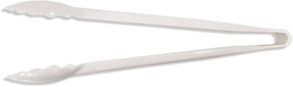 New Star Foodservice 35551 Utility Tong, High Heat Plastic, Scalloped, 12 inch, Set of 12, White