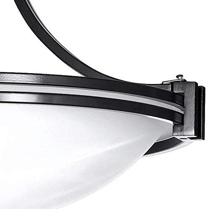 Possini Euro Design Deco Modern Close to Ceiling Light Semi Flush Mount Fixture 16" Wide Oil Rubbed Bronze Brown Marbleized Glass Bowl Shade Bedroom Hallway Living Room Dining Room Bathroom Kitchen